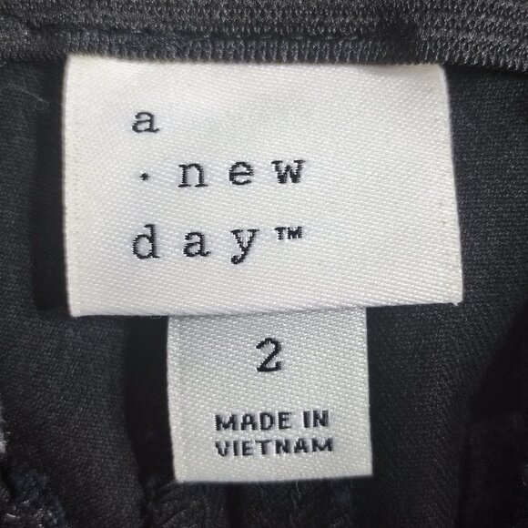 a new day pants women's size 2 black with white and brown stripes on side - Picture 5 of 13